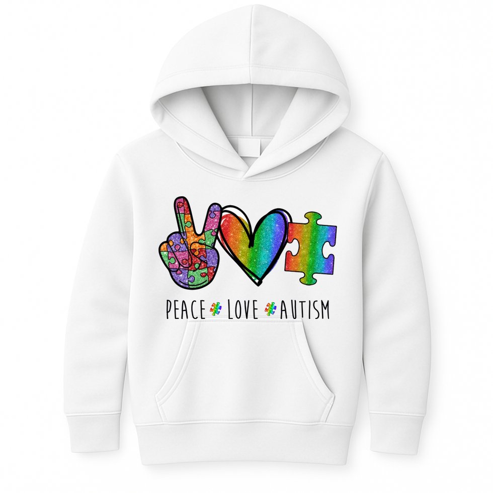 Peace Love Autism Colorful Kids Hoodie