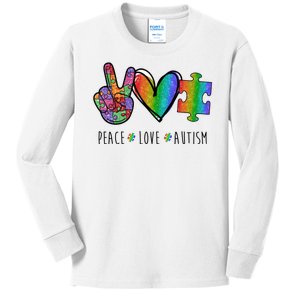 Peace Love Autism Colorful Kids Long Sleeve Shirt