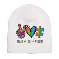 Peace Love Autism Colorful Short Acrylic Beanie