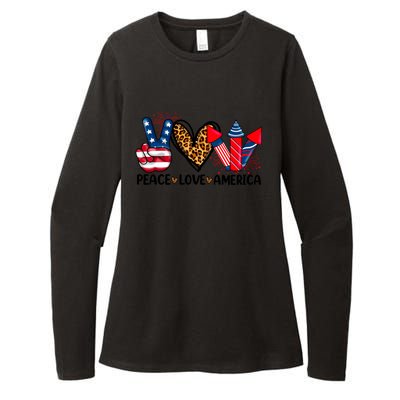 Peace Love America Firecracker Patriotic America 4th Of July Gift Womens CVC Long Sleeve Shirt