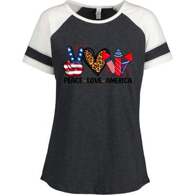 Peace Love America Firecracker Patriotic America 4th Of July Gift Enza Ladies Jersey Colorblock Tee