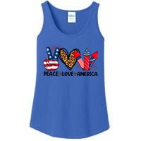 Peace Love America Firecracker Patriotic America 4th Of July Gift Ladies Essential Tank