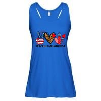 Peace Love America Firecracker Patriotic America 4th Of July Gift Ladies Essential Flowy Tank