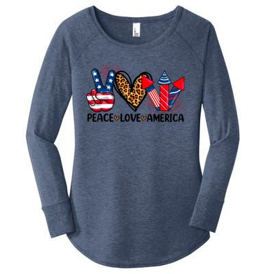 Peace Love America Firecracker Patriotic America 4th Of July Gift Women's Perfect Tri Tunic Long Sleeve Shirt