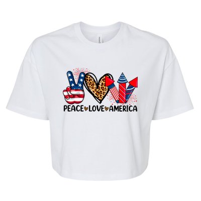 Peace Love America Firecracker Patriotic America 4th Of July Gift Bella+Canvas Jersey Crop Tee