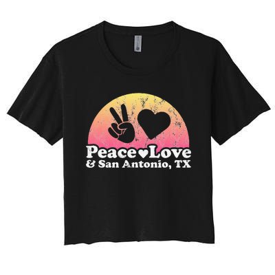 Peace Love and San Antonio TX Texas Women's Crop Top Tee