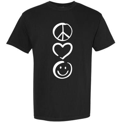 Peace Love And Happiness Peace Sign Heart Smile Garment-Dyed Heavyweight T-Shirt