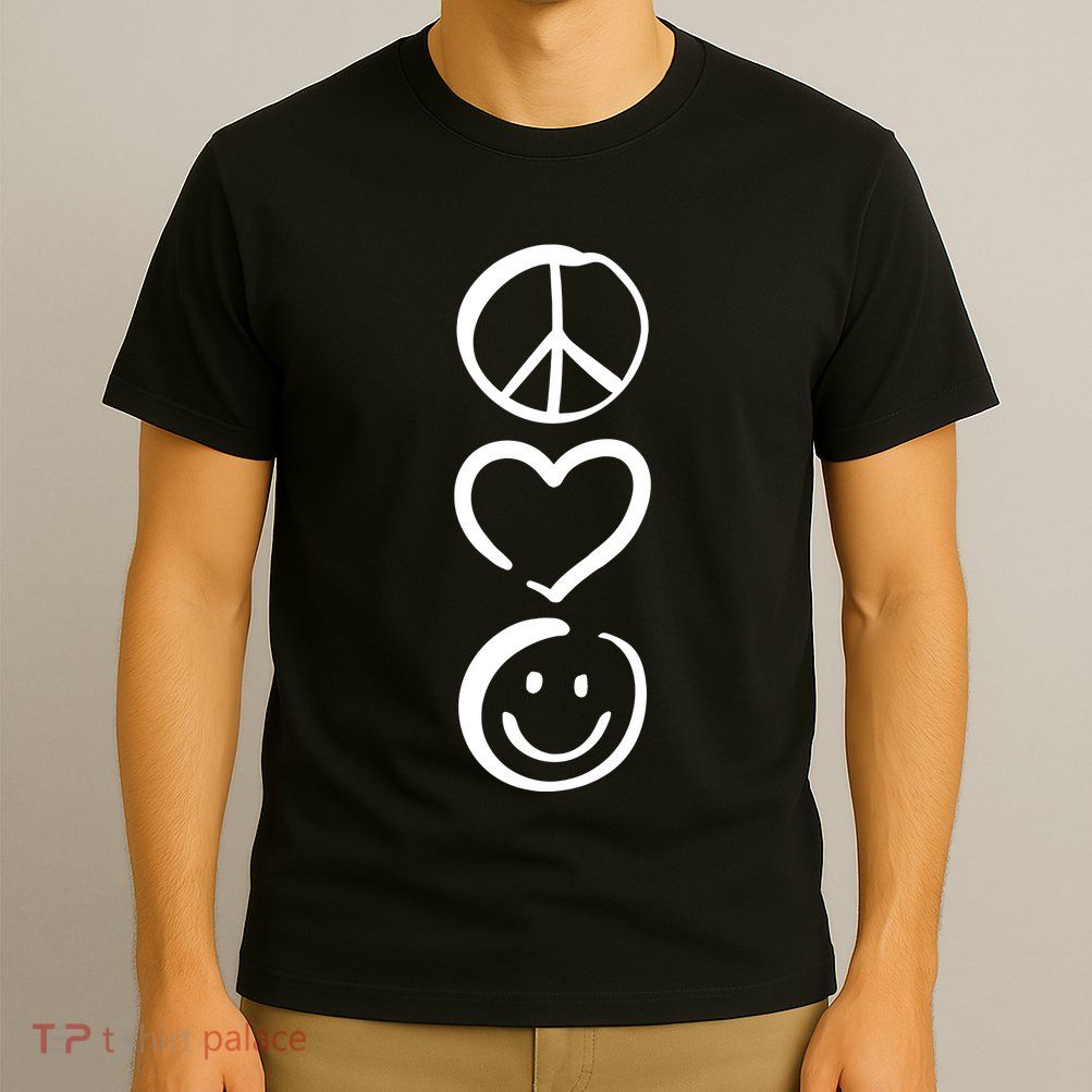 Peace Love And Happiness Peace Sign Heart Smile T-Shirt