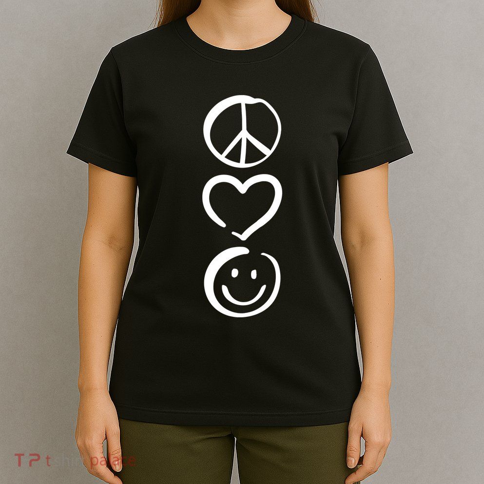 Peace Love And Happiness Peace Sign Heart Smile T-Shirt