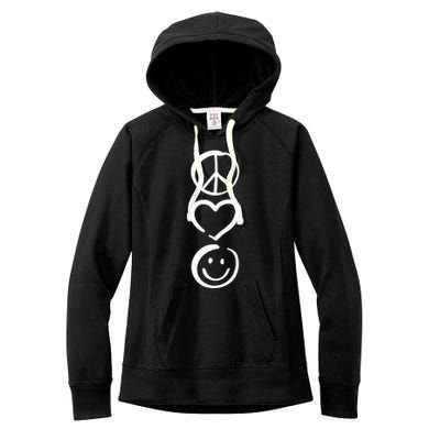 Peace Love And Happiness Peace Sign Heart Smile Women's Fleece Hoodie