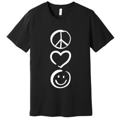 Peace Love And Happiness Peace Sign Heart Smile Premium T-Shirt