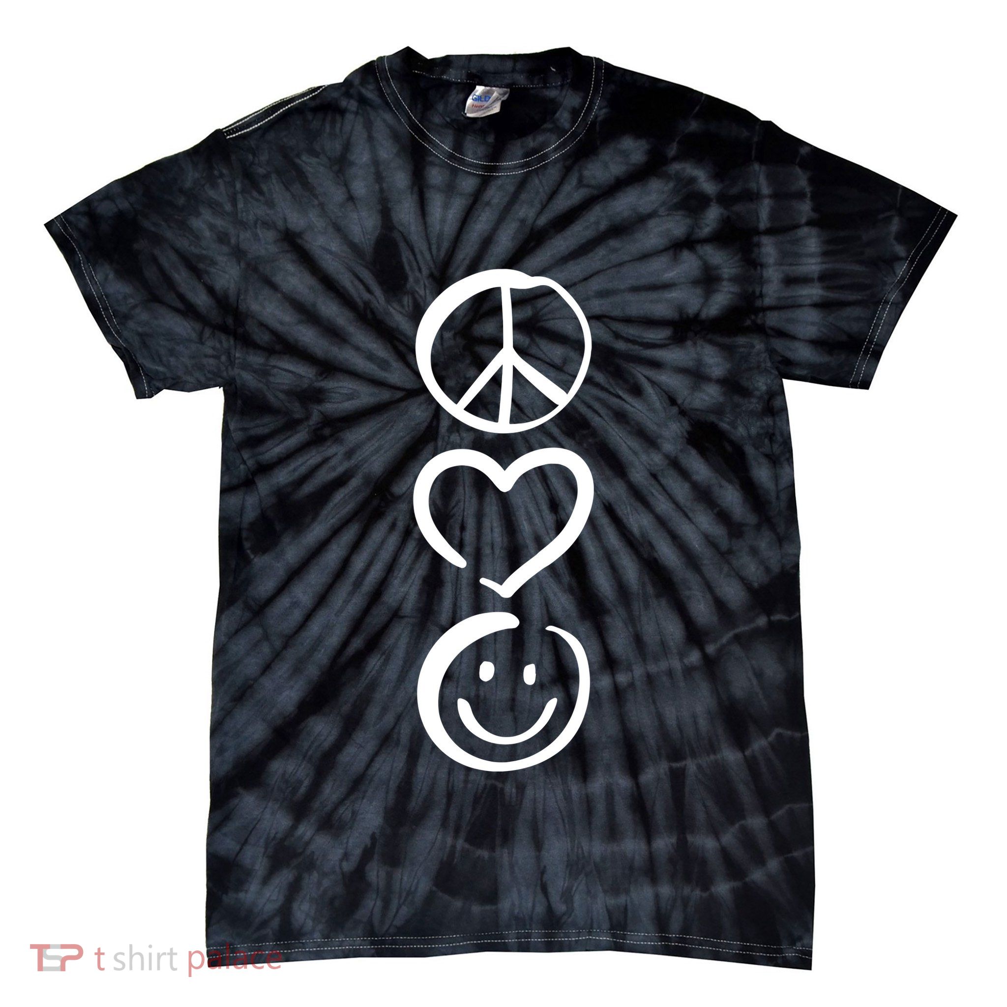 Peace Love And Happiness Peace Sign Heart Smile Tie-Dye T-Shirt