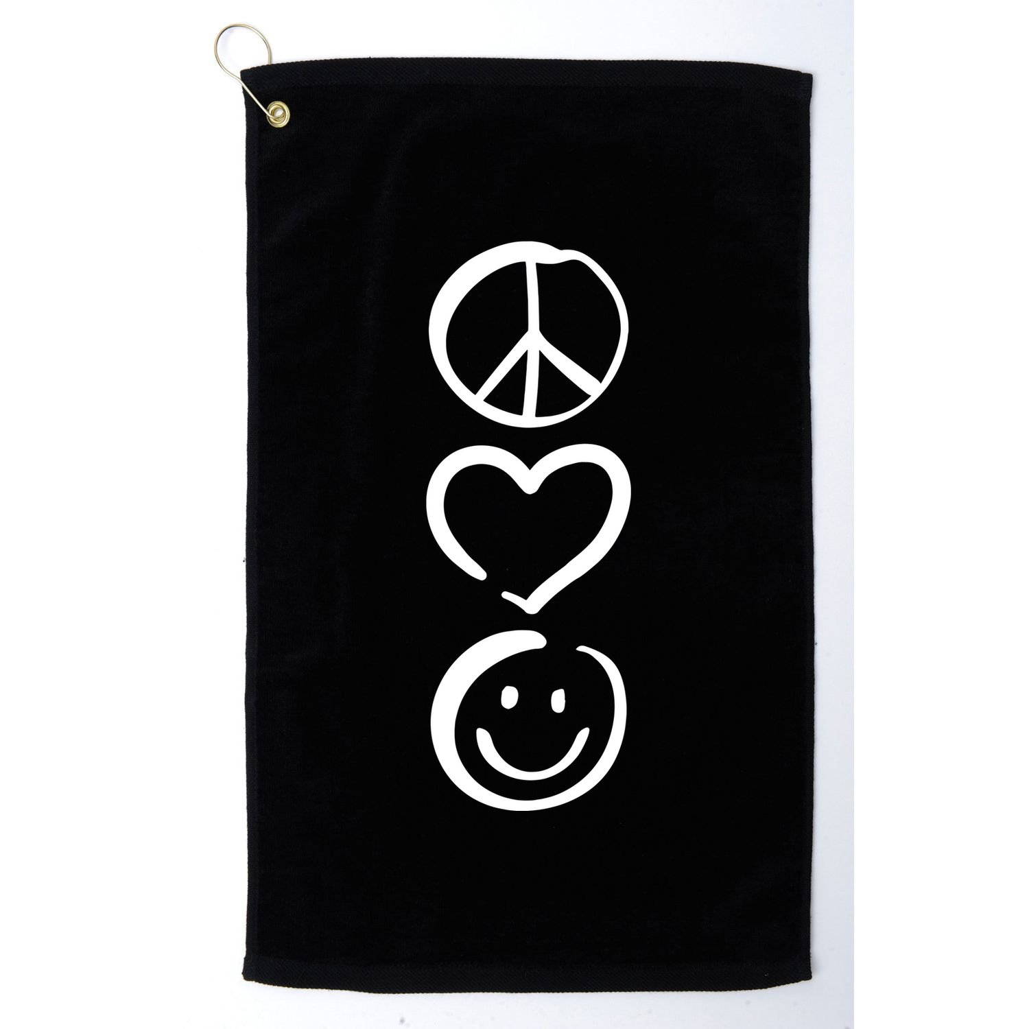 Peace Love And Happiness Peace Sign Heart Smile Golf Towel
