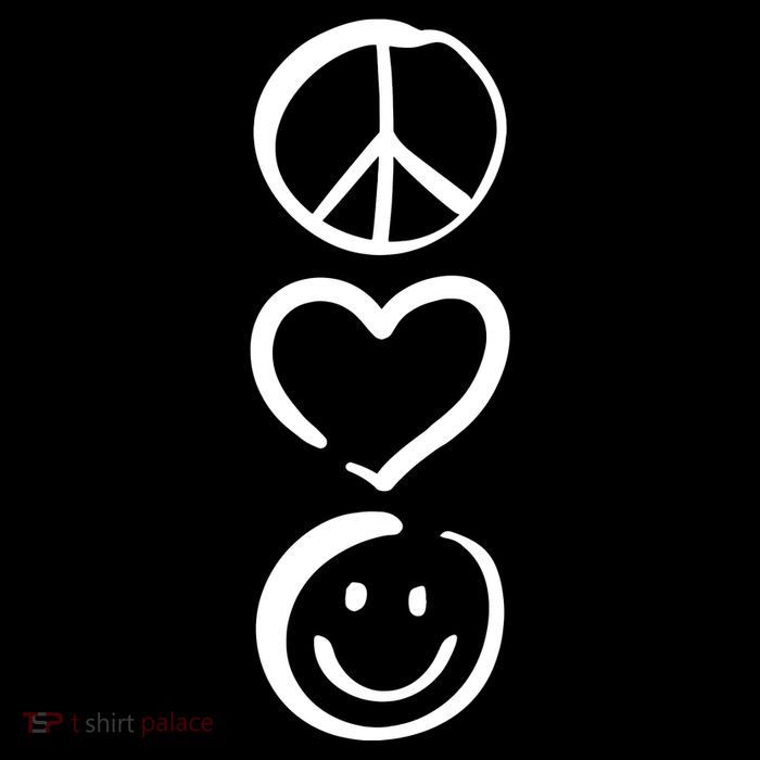 Peace Love And Happiness Peace Sign Heart Smile Womens T-Shirt