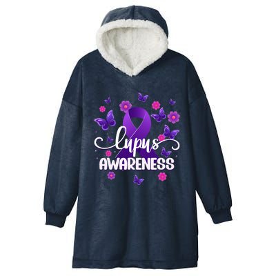 Purple Lupus Awareness Ribbon Purple Butterflies Lupus Hooded Wearable Blanket