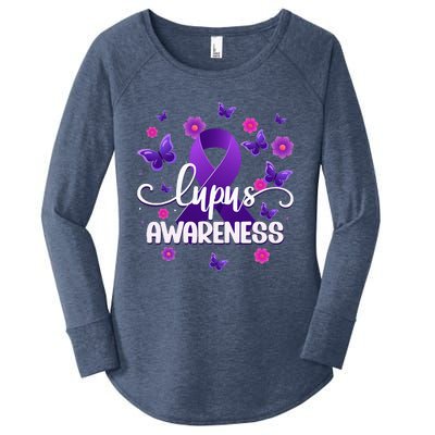 Purple Lupus Awareness Ribbon Purple Butterflies Lupus Women's Perfect Tri Tunic Long Sleeve Shirt