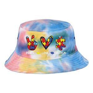 Peace Love Autism Awareness Tie Dye Newport Bucket Hat