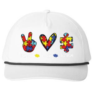 Peace Love Autism Awareness Snapback Five-Panel Rope Hat