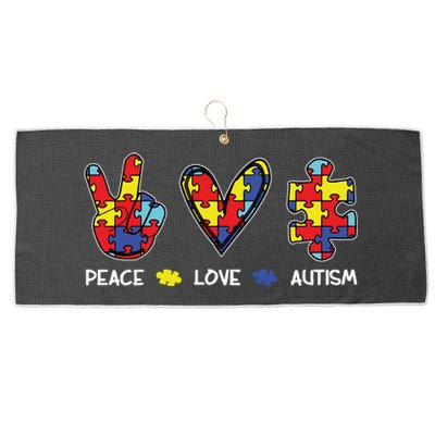 Peace Love Autism Awareness Large Microfiber Waffle Golf Towel