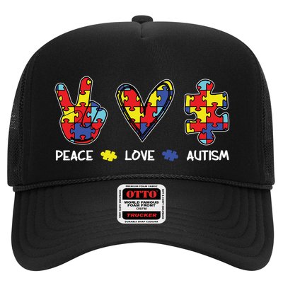 Peace Love Autism Awareness Trucker Hat