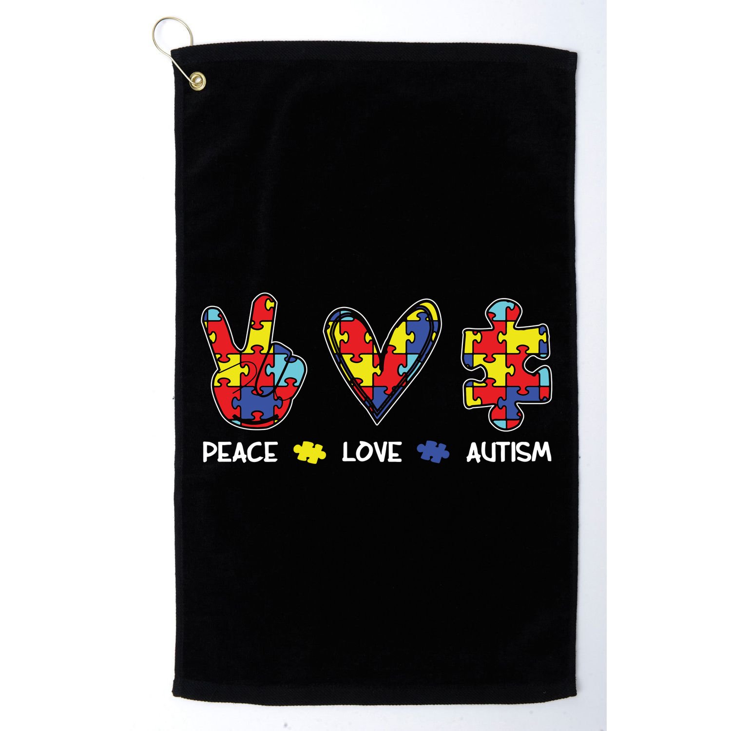 Peace Love Autism Awareness Golf Towel