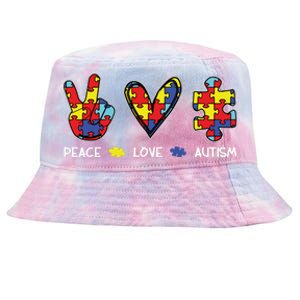 Peace Love Autism Awareness Tie-Dyed Bucket Hat