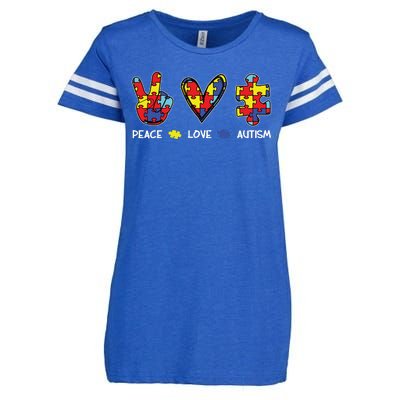 Peace Love Autism Awareness Enza Ladies Jersey Football T-Shirt