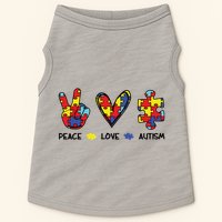 Peace Love Autism Awareness Doggie Tank