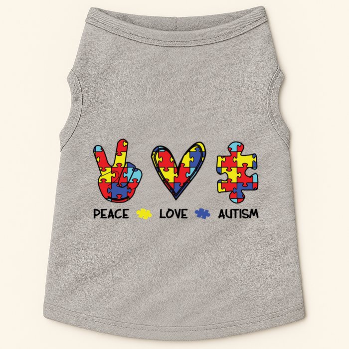 Peace Love Autism Awareness Doggie Tank