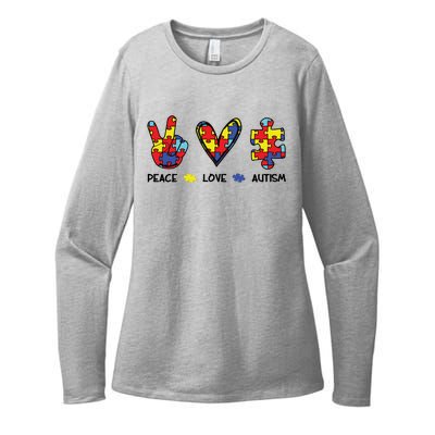 Peace Love Autism Awareness Womens CVC Long Sleeve Shirt