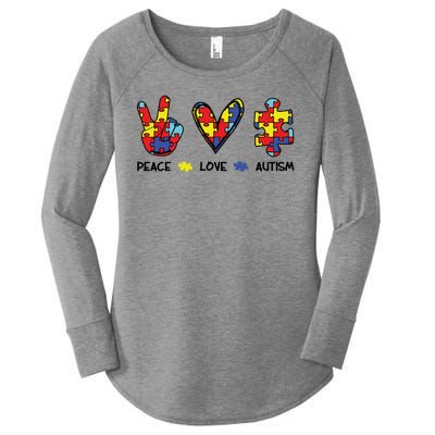 Peace Love Autism Awareness Women's Perfect Tri Tunic Long Sleeve Shirt