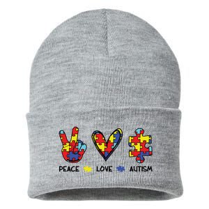 Peace Love Autism Awareness Sustainable Knit Beanie