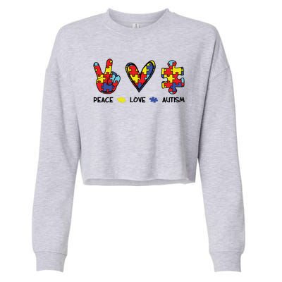 Peace Love Autism Awareness Cropped Pullover Crew