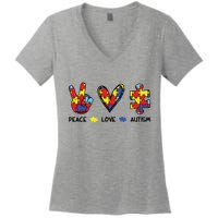 Peace Love Autism Awareness Women's V-Neck T-Shirt