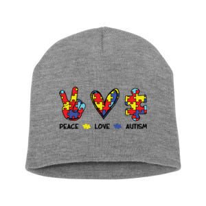 Peace Love Autism Awareness Short Acrylic Beanie