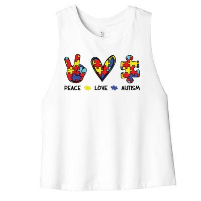 Peace Love Autism Awareness Women's Racerback Cropped Tank