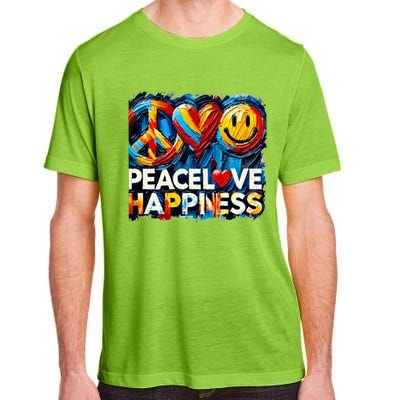 Peace Love And Happiness In Hippe Script Adult ChromaSoft Performance T-Shirt