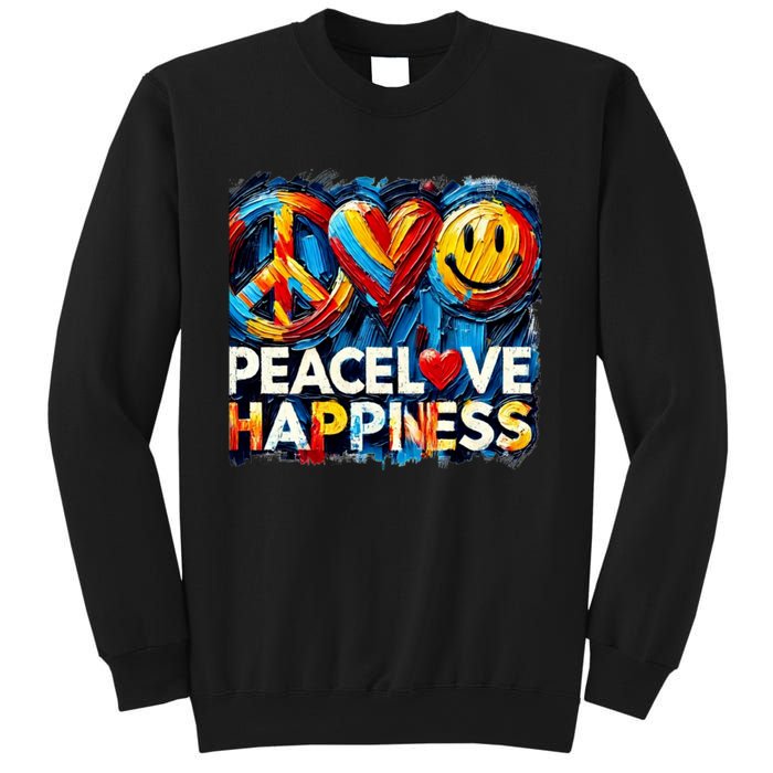 Peace Love And Happiness In Hippe Script Sweatshirt