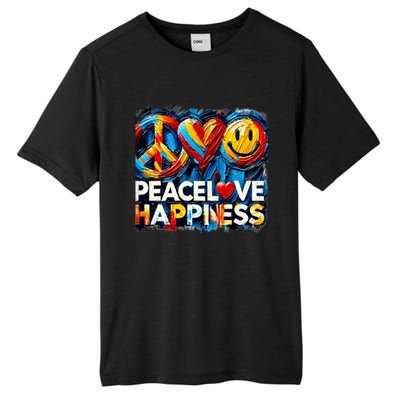 Peace Love And Happiness In Hippe Script Tall Fusion ChromaSoft Performance T-Shirt