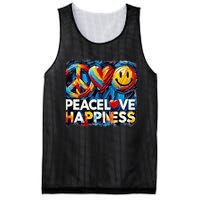 Peace Love And Happiness In Hippe Script Mesh Reversible Basketball Jersey Tank