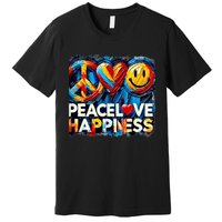 Peace Love And Happiness In Hippe Script Premium T-Shirt