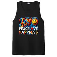 Peace Love And Happiness In Hippe Script PosiCharge Competitor Tank