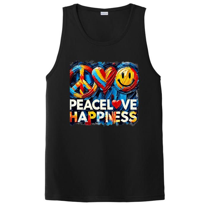 Peace Love And Happiness In Hippe Script PosiCharge Competitor Tank