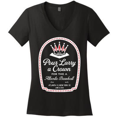 Pour Larry A Crown Atlanta Baseball Women's V-Neck T-Shirt