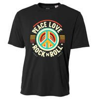 Peace Love And Rock And Roll Saying Rocker Motif Cooling Performance Crew T-Shirt