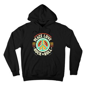 Peace Love And Rock And Roll Saying Rocker Motif Hoodie