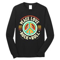 Peace Love And Rock And Roll Saying Rocker Motif Long Sleeve Shirt