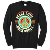 Peace Love And Rock And Roll Saying Rocker Motif Sweatshirt