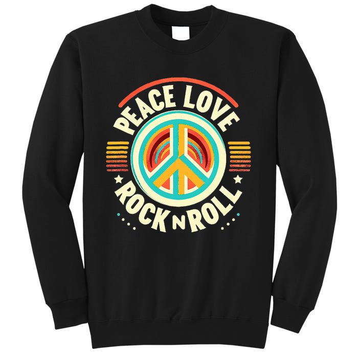 Peace Love And Rock And Roll Saying Rocker Motif Sweatshirt