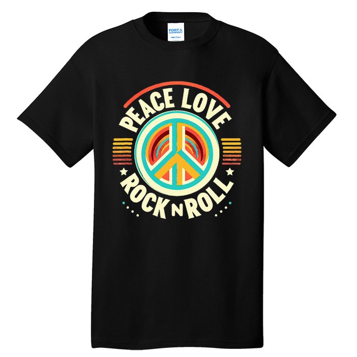 Peace Love And Rock And Roll Saying Rocker Motif Tall T-Shirt